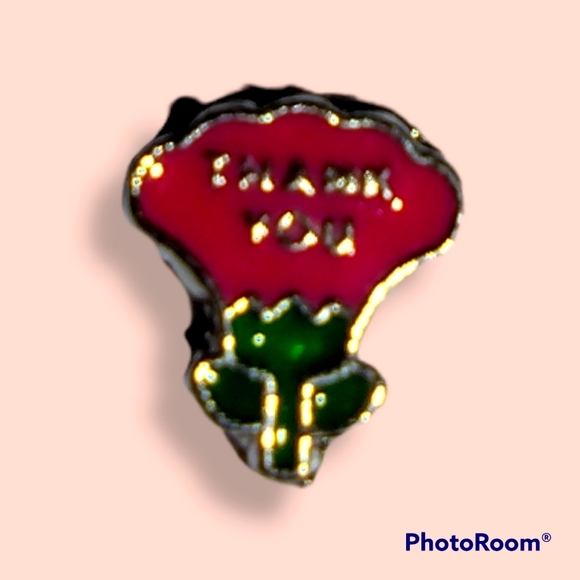 Pink Thank You Rose Floating Charm - Picture 1 of 1